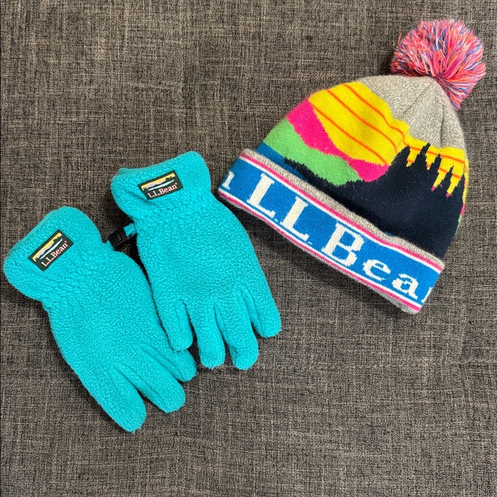 ✨ L.L. Bean Kids Winter Bundle Beanie + Fleece Gloves Set